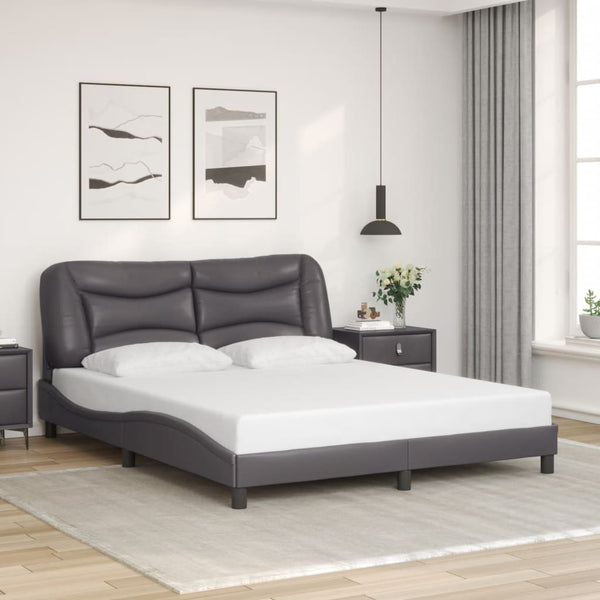Bettgestell mit LED Grau 160x200 cm