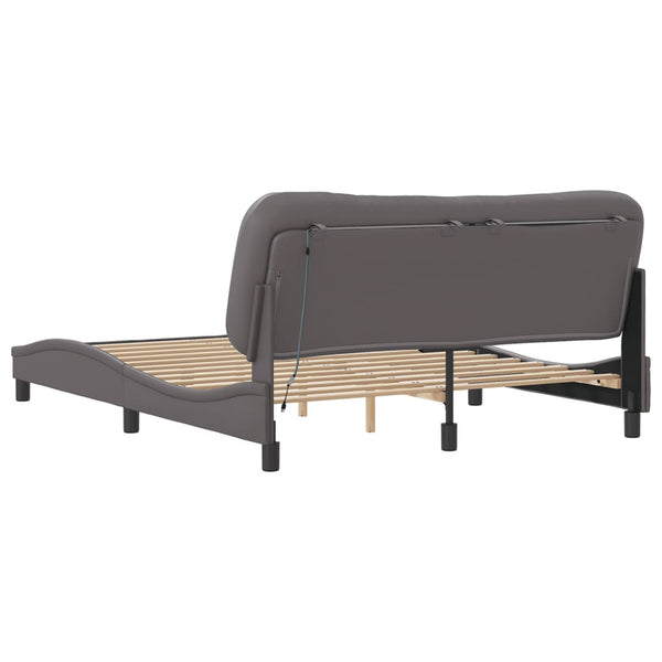 Bettgestell mit LED Grau 160x200 cm