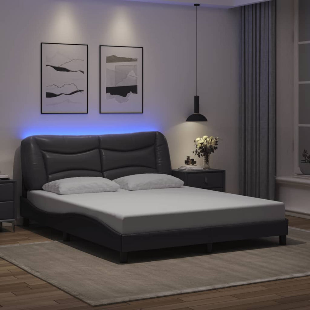 Bettgestell mit LED Grau 160x200 cm