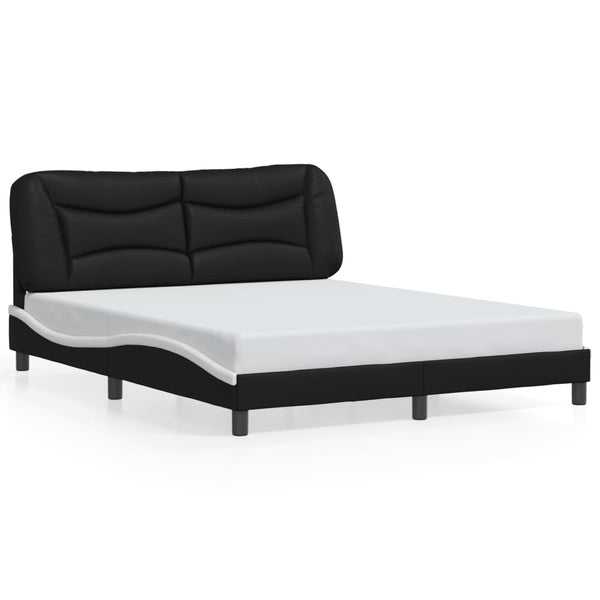 Bettgestell mit LED 160x200 cm Schwarz/Weiß