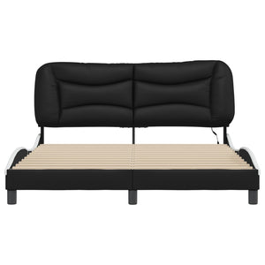 Bettgestell mit LED 160x200 cm Schwarz/Weiß