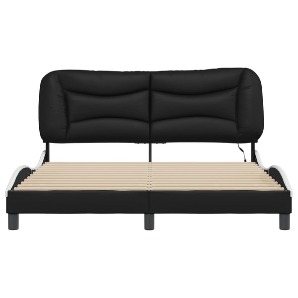 Bettgestell mit LED 160x200 cm Schwarz/Weiß