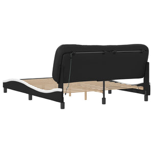 Bettgestell mit LED 160x200 cm Schwarz/Weiß