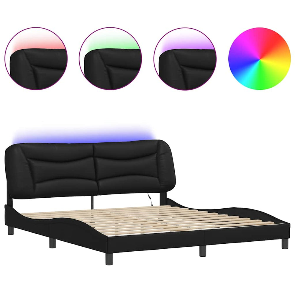 vidaXL LED Bed Frame without Mattress "Hvar" Black 180x200 cm