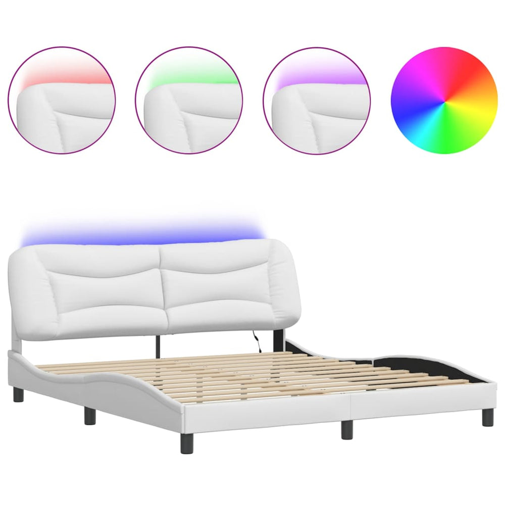 vidaXL LED Bed Frame without Mattress "Hvar" Black and White 180x200 cm
