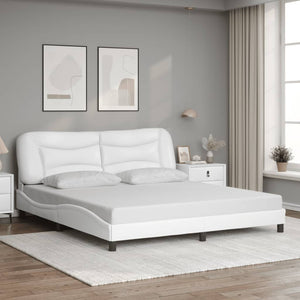vidaXL LED Bed Frame without Mattress "Hvar" Black and White 180x200 cm