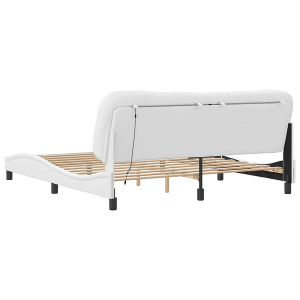 vidaXL LED Bed Frame without Mattress "Hvar" Black and White 180x200 cm