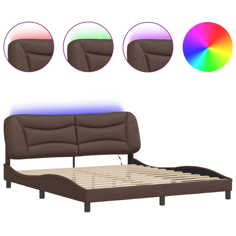 vidaXL LED Bed Frame without Mattress "Hvar" Brown 180x200 cm