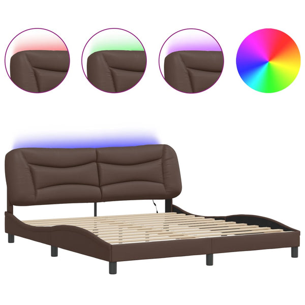 vidaXL LED Bed Frame without Mattress "Hvar" Brown 180x200 cm