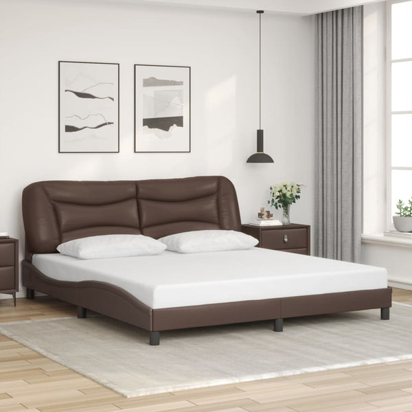 vidaXL LED Bed Frame without Mattress "Hvar" Brown 180x200 cm