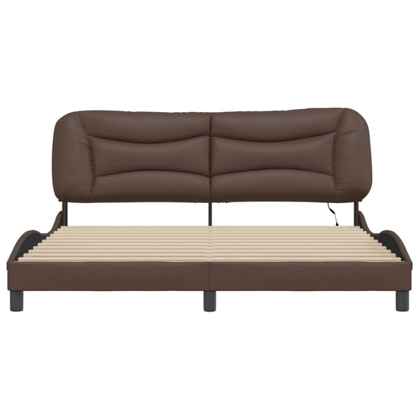 vidaXL LED Bed Frame without Mattress "Hvar" Brown 180x200 cm