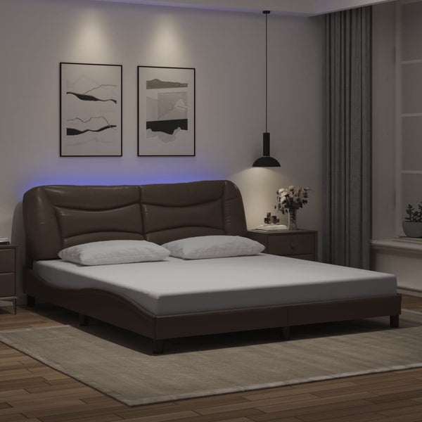 vidaXL LED Bed Frame without Mattress "Hvar" Brown 180x200 cm