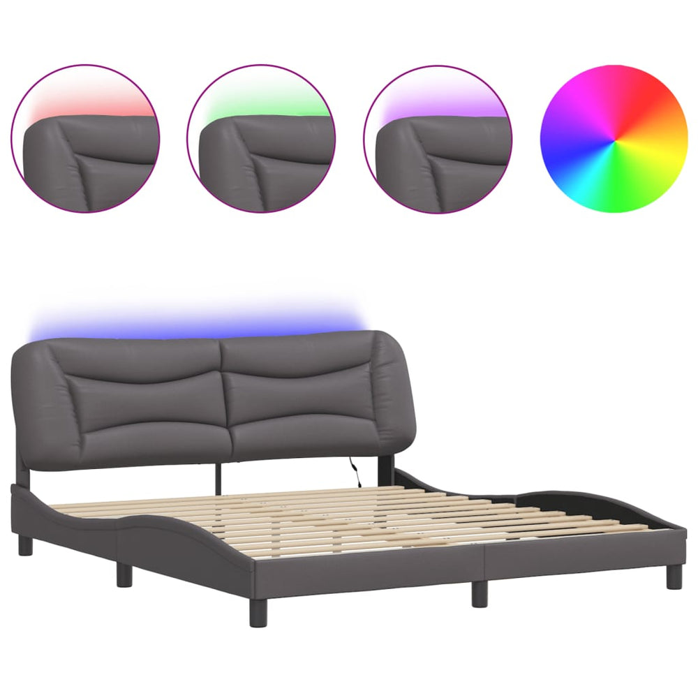 vidaXL LED Bed Frame without Mattress "Hvar" Grey 180x200 cm