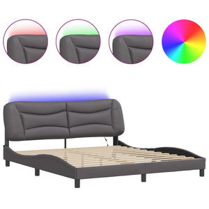 vidaXL LED Bed Frame without Mattress "Hvar" Grey 180x200 cm
