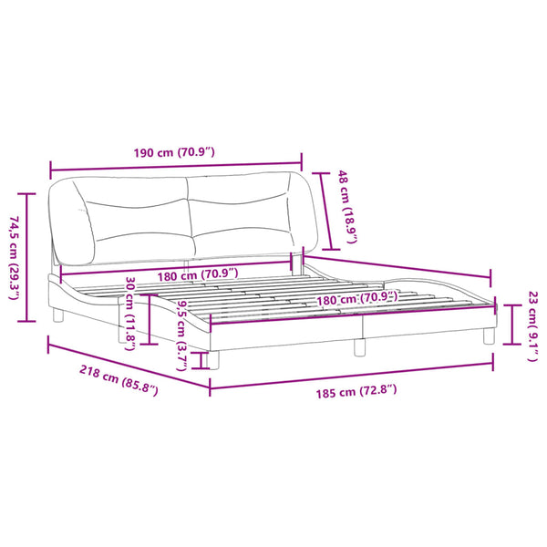 vidaXL LED Bed Frame without Mattress "Hvar" Grey 180x200 cm