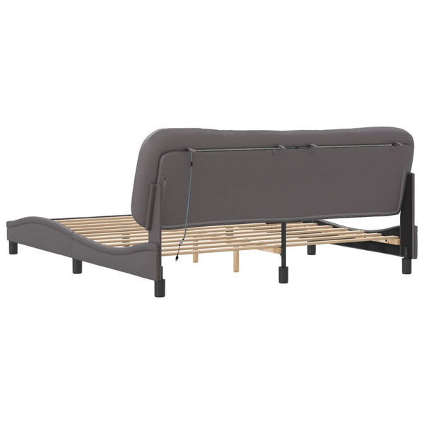 vidaXL LED Bed Frame without Mattress "Hvar" Grey 180x200 cm