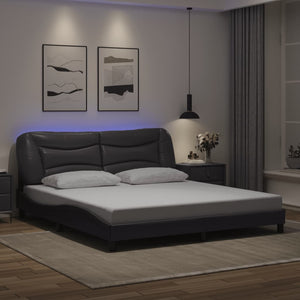 vidaXL LED Bed Frame without Mattress "Hvar" Grey 180x200 cm