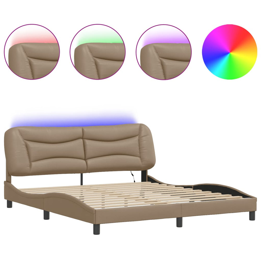 vidaXL LED Bed Frame without Mattress "Hvar" Cappuccino Brown 180x200 cm