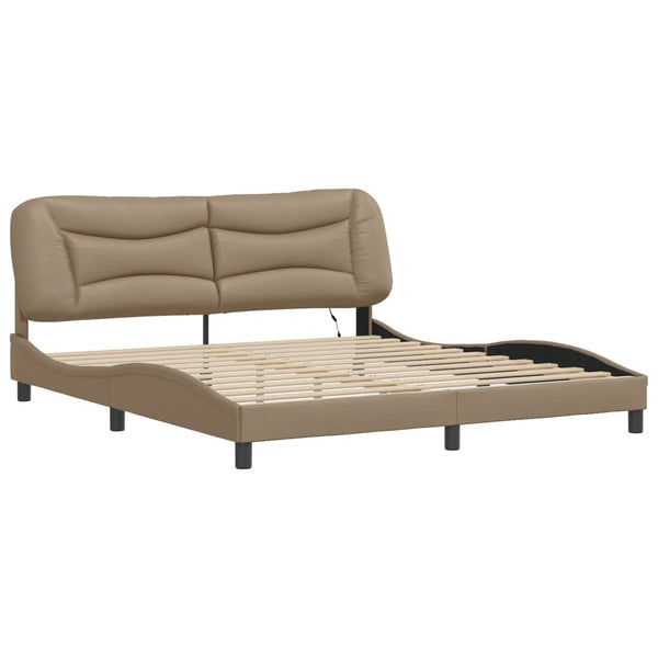 vidaXL LED Bed Frame without Mattress "Hvar" Cappuccino Brown 180x200 cm