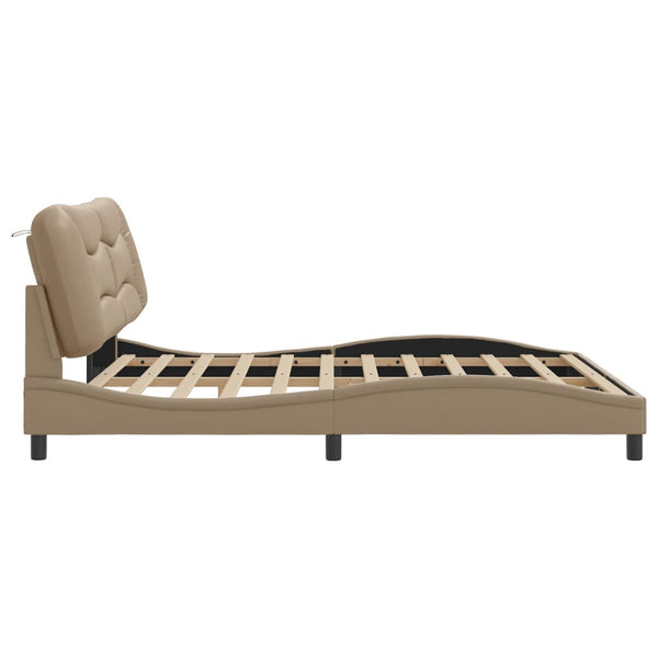 vidaXL LED Bed Frame without Mattress "Hvar" Cappuccino Brown 180x200 cm