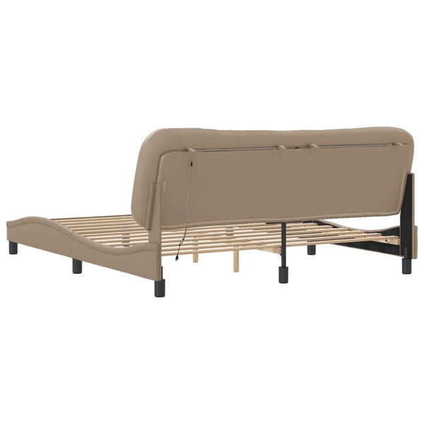 vidaXL LED Bed Frame without Mattress "Hvar" Cappuccino Brown 180x200 cm