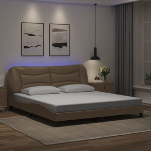 vidaXL LED Bed Frame without Mattress "Hvar" Cappuccino Brown 180x200 cm