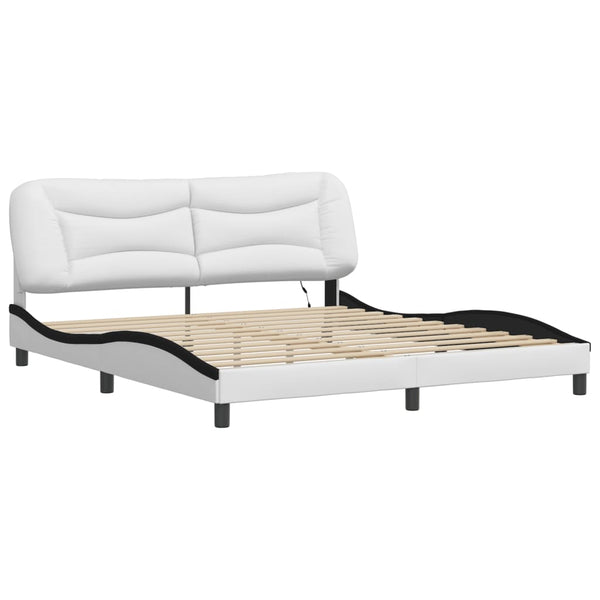 vidaXL LED Bed Frame without Mattress "Hvar" White and Black 180x200 cm