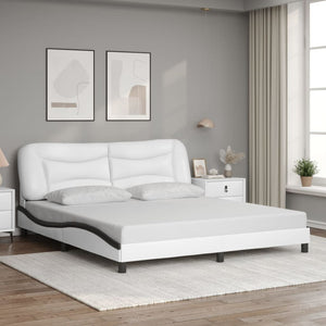 vidaXL LED Bed Frame without Mattress "Hvar" White and Black 180x200 cm