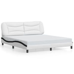 vidaXL LED Bed Frame without Mattress "Hvar" White and Black 180x200 cm