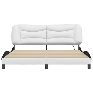 vidaXL LED Bed Frame without Mattress "Hvar" White and Black 180x200 cm