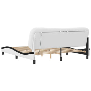 vidaXL LED Bed Frame without Mattress "Hvar" White and Black 180x200 cm