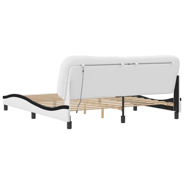 vidaXL LED Bed Frame without Mattress "Hvar" White and Black 180x200 cm