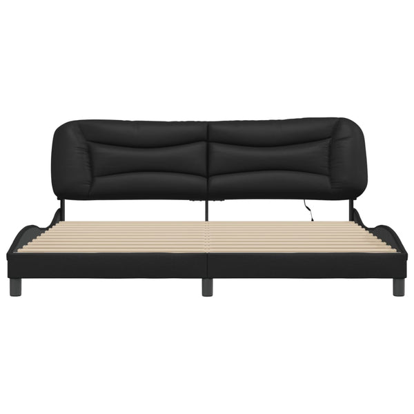 vidaXL LED Bed Frame without Mattress "Hvar" Black 200x200 cm