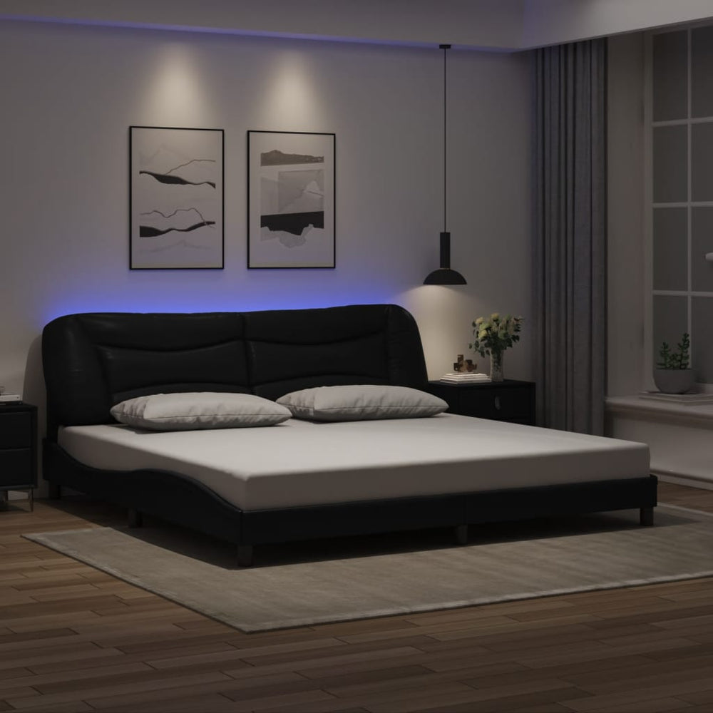 vidaXL LED Bed Frame without Mattress "Hvar" Black 200x200 cm