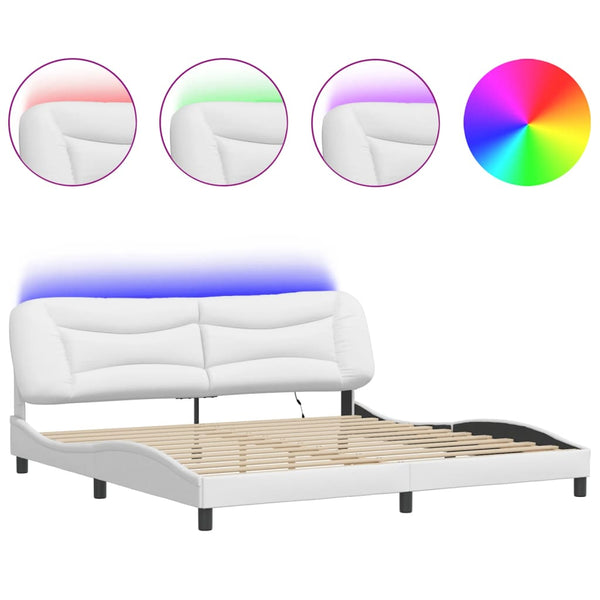 vidaXL LED Bed Frame without Mattress "Hvar" White 200x200 cm