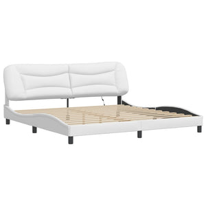 vidaXL LED Bed Frame without Mattress "Hvar" White 200x200 cm