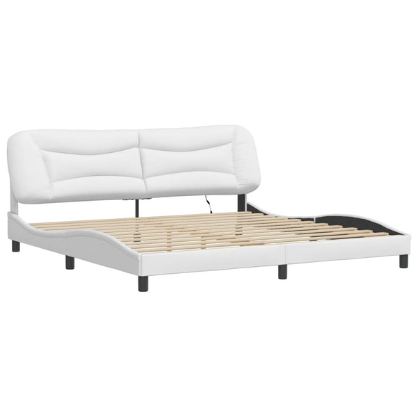 vidaXL LED Bed Frame without Mattress "Hvar" White 200x200 cm