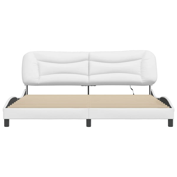 vidaXL LED Bed Frame without Mattress "Hvar" White 200x200 cm