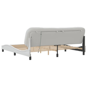 vidaXL LED Bed Frame without Mattress "Hvar" White 200x200 cm
