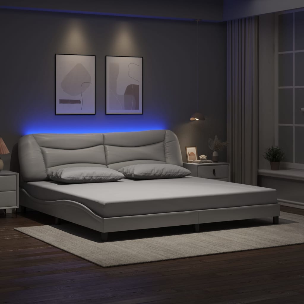 vidaXL LED Bed Frame without Mattress "Hvar" White 200x200 cm