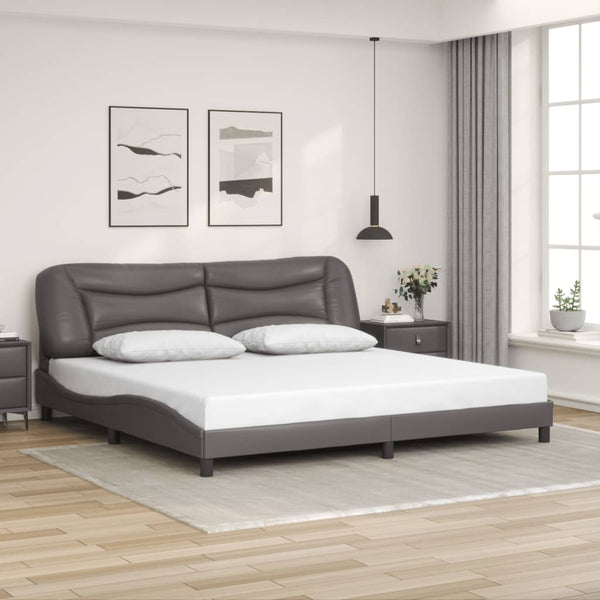 vidaXL LED Bed Frame without Mattress "Hvar" Grey 200x200 cm