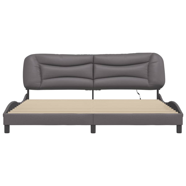 vidaXL LED Bed Frame without Mattress "Hvar" Grey 200x200 cm