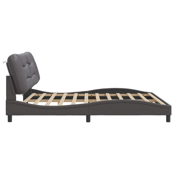 vidaXL LED Bed Frame without Mattress "Hvar" Grey 200x200 cm