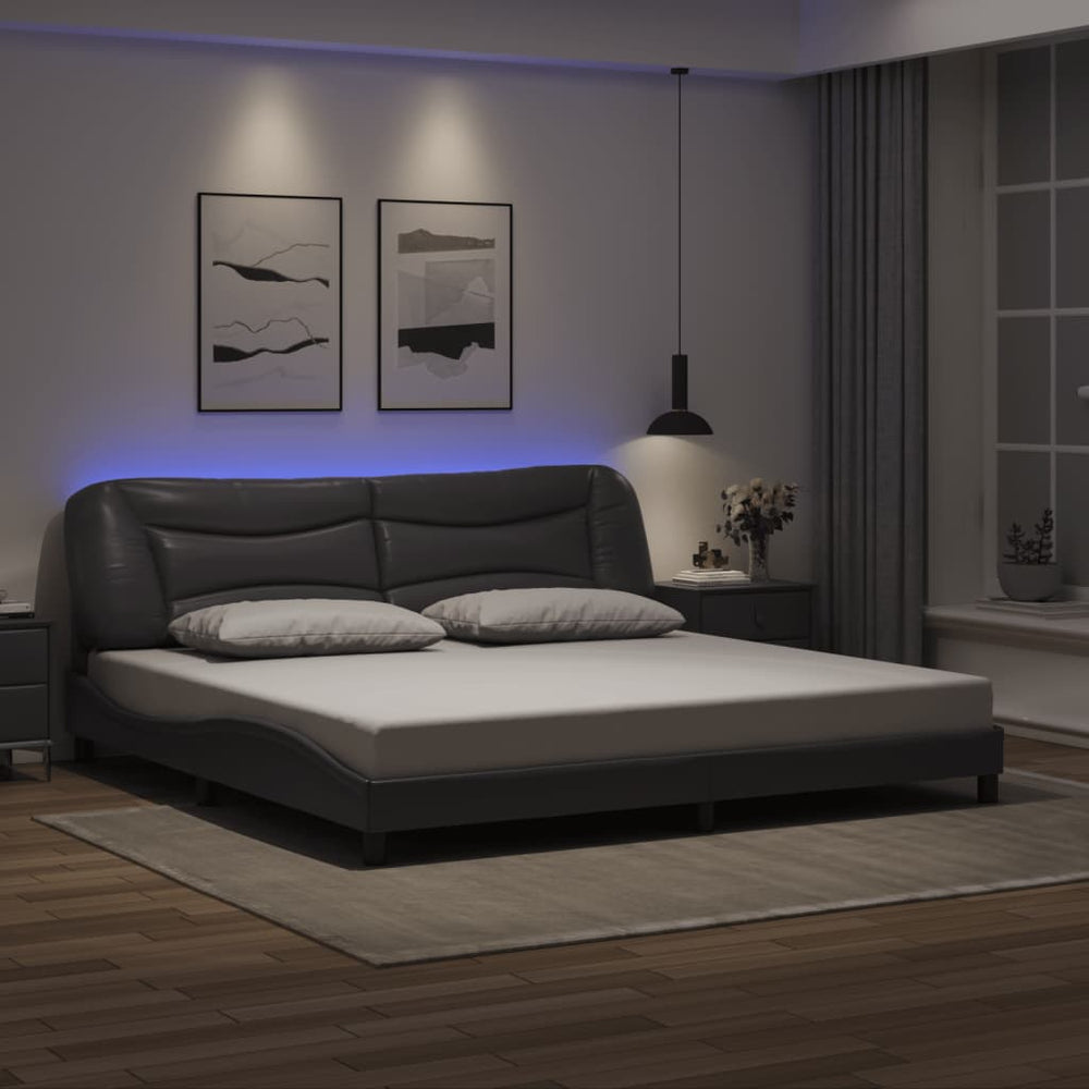 vidaXL LED Bed Frame without Mattress "Hvar" Grey 200x200 cm