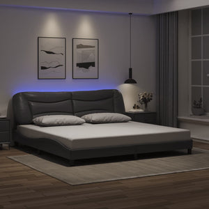 vidaXL LED Bed Frame without Mattress "Hvar" Grey 200x200 cm