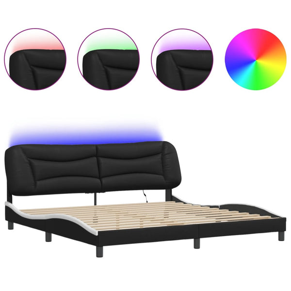 vidaXL LED Bed Frame without Mattress "Hvar" Black and White 200x200 cm