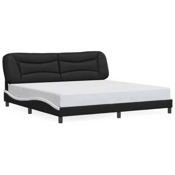 vidaXL LED Bed Frame without Mattress "Hvar" Black and White 200x200 cm