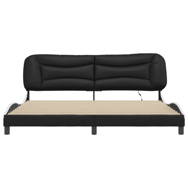 vidaXL LED Bed Frame without Mattress "Hvar" Black and White 200x200 cm