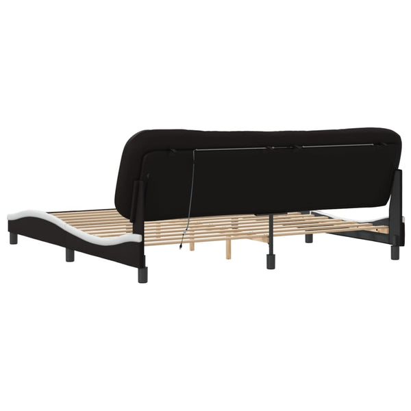 vidaXL LED Bed Frame without Mattress "Hvar" Black and White 200x200 cm