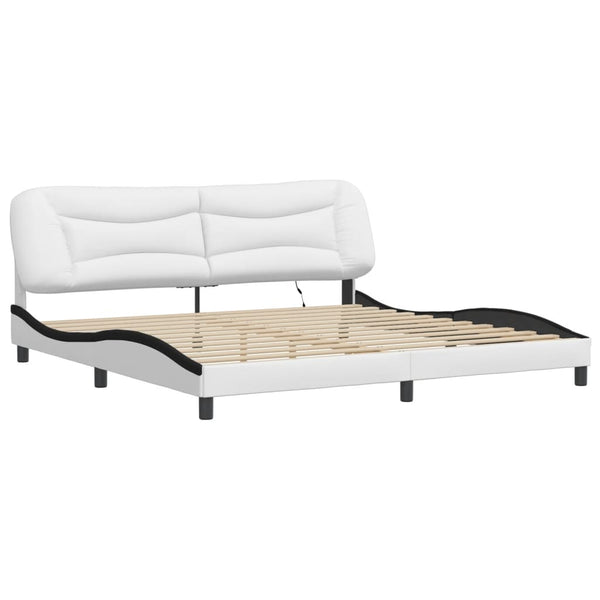 vidaXL LED Bed Frame without Mattress "Hvar" White and Black 200x200 cm